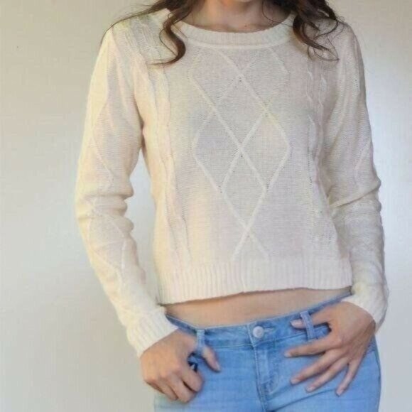 The Classic Sweaters - The Classic Cream Crewneck Sweater w/ Open Back Size S